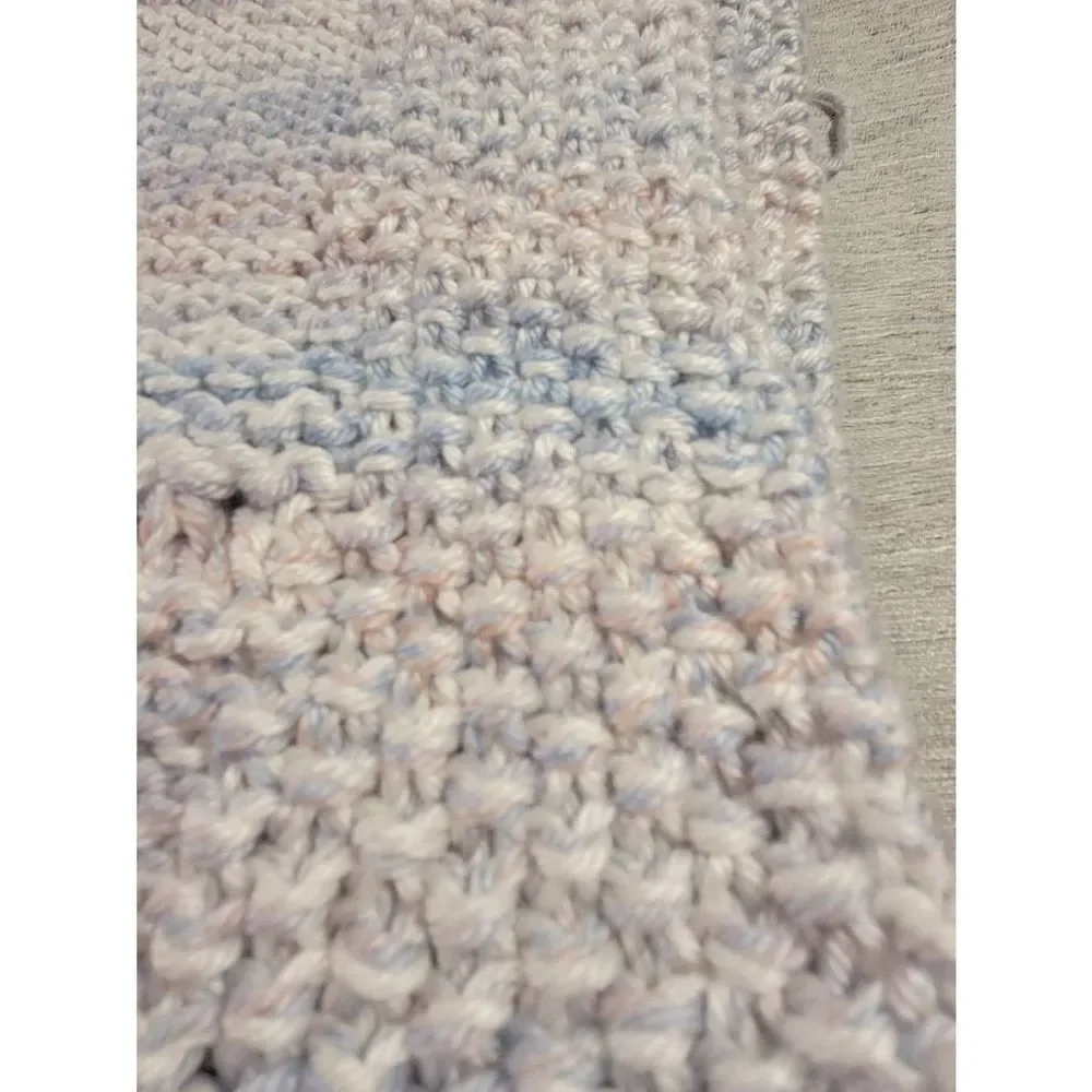 Afghan‎ Handmade Crochet Throw Blanket multi colors Blue Purple 34 x32in